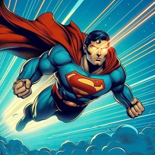 Superhero Flying Sky Print Poster
