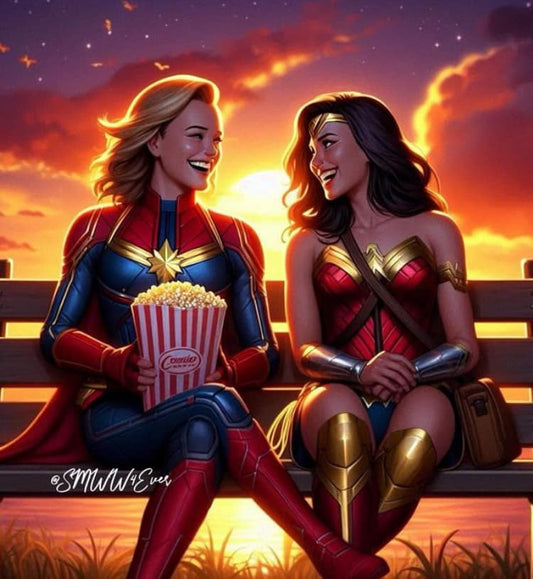 Superhero Friends Sunset Popcorn Print Poster
