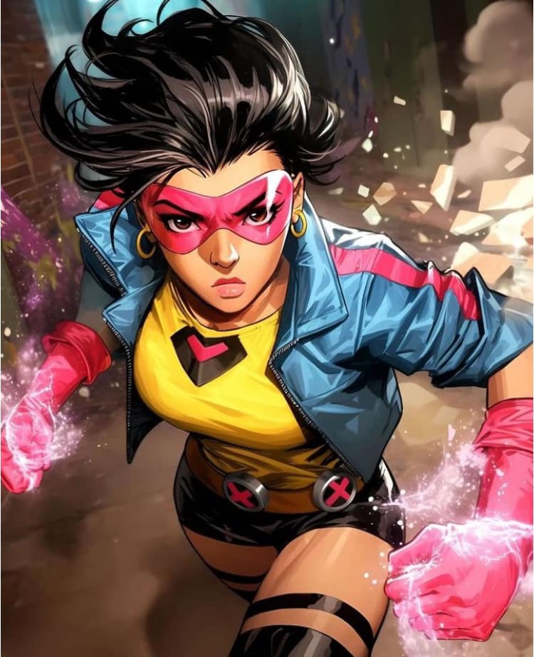 Superhero Girl Running Action Scene Print Poster