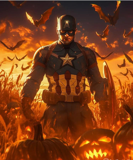 Superhero Halloween Scene Print Poster