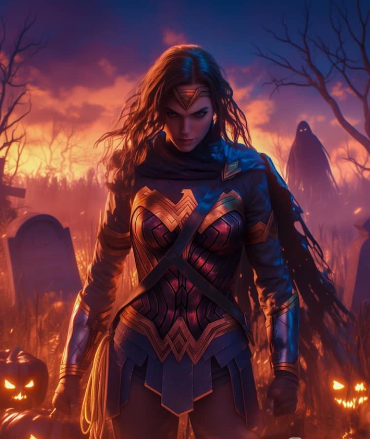 Superhero Halloween Theme Print Poster