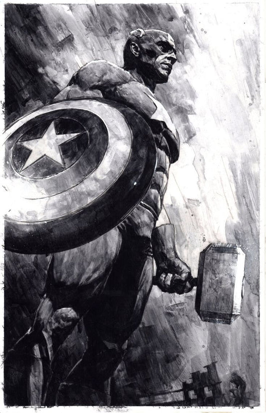 Superhero Illustration Captain America Thor Hammer Print Poster
