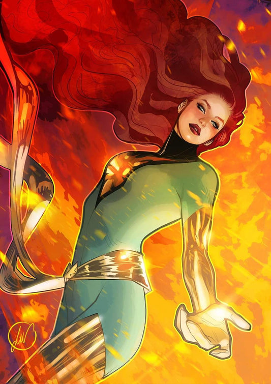 Superhero Illustration Fire Background Print Poster