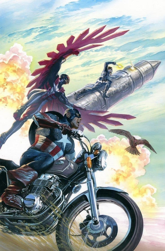 Superhero Motorcycle Action Scene Print Poster