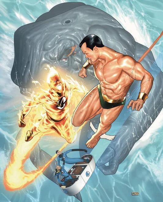 Superhero Ocean Battle Print Poster