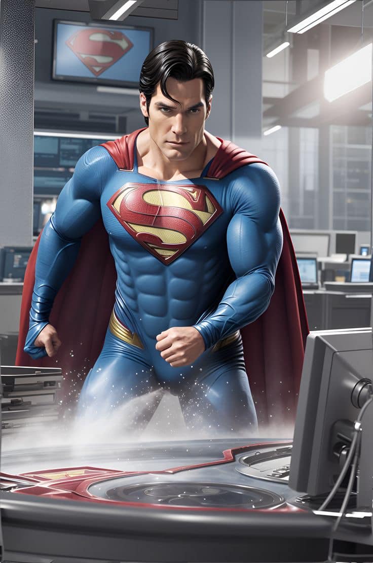 Superhero Office Action Print Poster