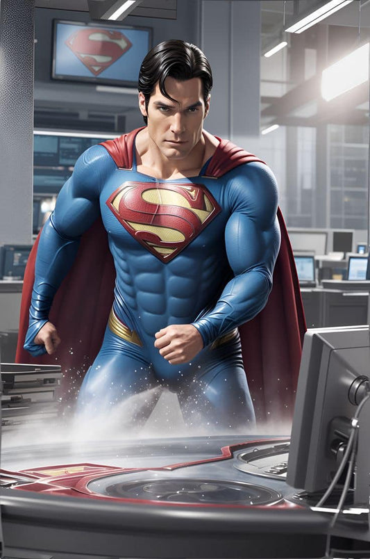 Superhero Office Action Print Poster