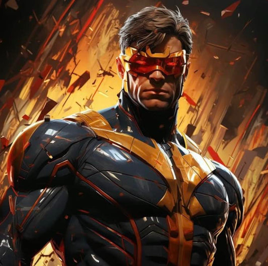 Superhero Portrait Action Scene Print Poster