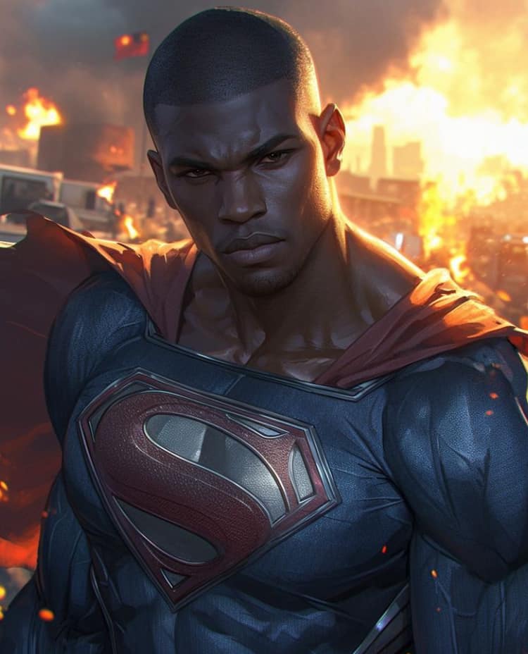 Superhero Portrait Action Scene (2) Print Poster