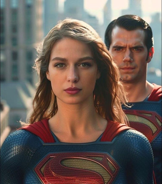 Superhero Portrait City Background Print Poster