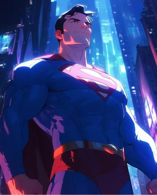 Superhero Portrait Cityscape Print Poster