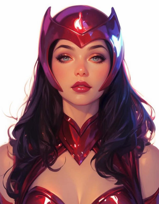 Superhero Portrait Female Red Costume Print Poster