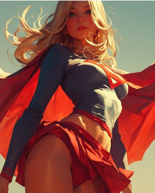 Superhero Portrait Flying Woman Print Poster