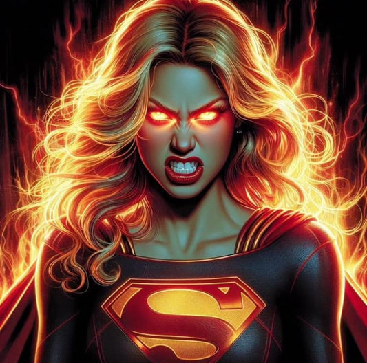Superhero Portrait Furious Woman Print Poster