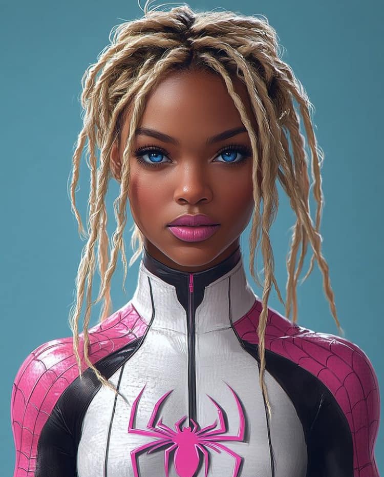 Superhero Portrait Girl Spider Man Print Poster