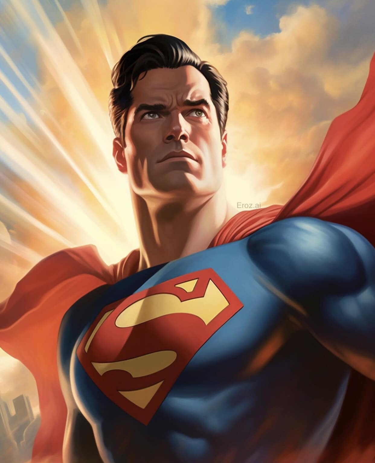 Superhero Portrait Powerful Heroic Print Poster