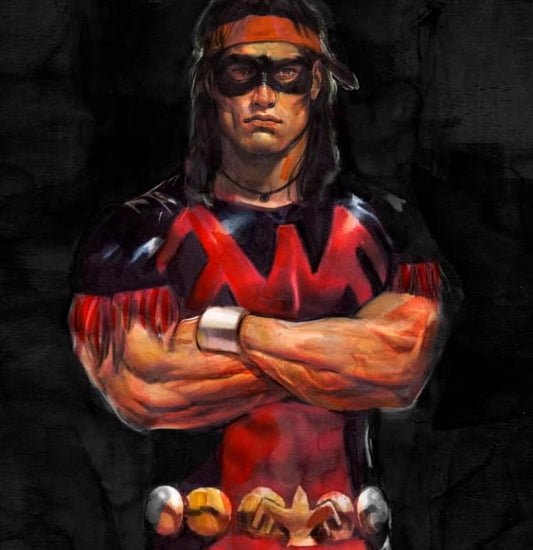 Superhero Portrait Red Black Print Poster