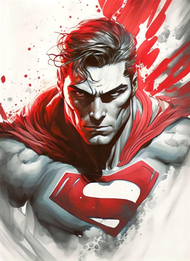 Superhero Portrait Red Theme Print Poster