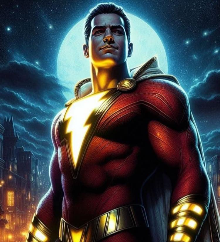 Superhero Portrait Shazam Moonlight Print Poster