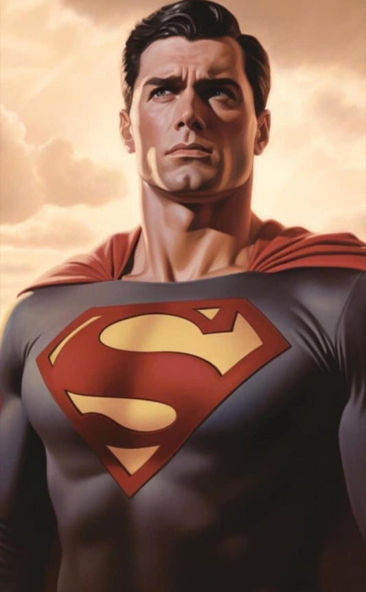 Superhero Portrait Sky Background Print Poster