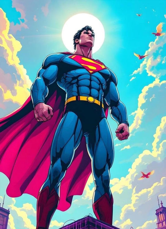 Superhero Portrait Sky Background (2) Print Poster