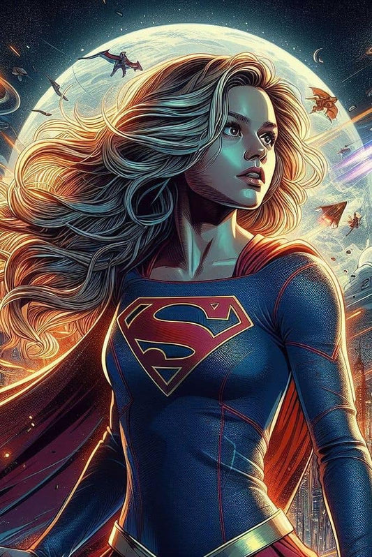 Superhero Portrait Space Background Print Poster