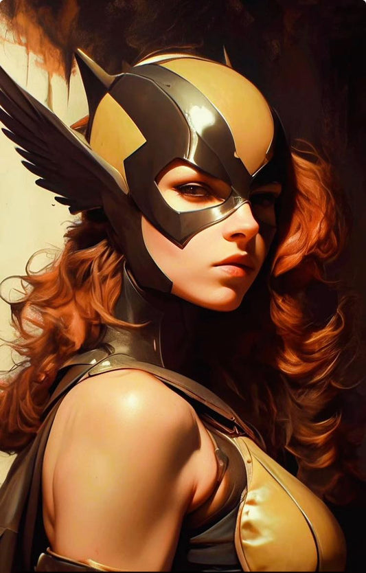 Superhero Portrait Woman With Mask And Red Hair Print Poster