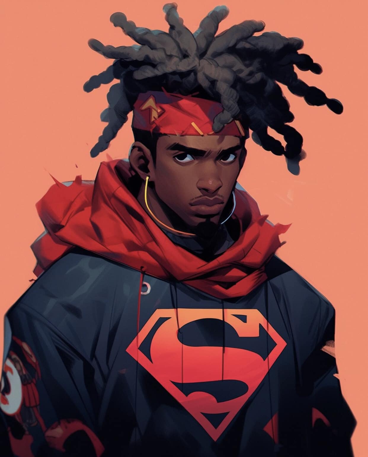 Superhero Portrait Young Man Red Sweatshirt Print Poster