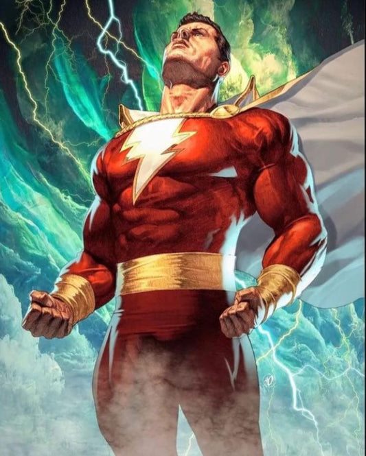 Superhero Pose Lightning Background Print Poster