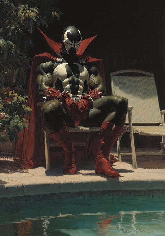 Superhero Relaxing By Pool Print Poster