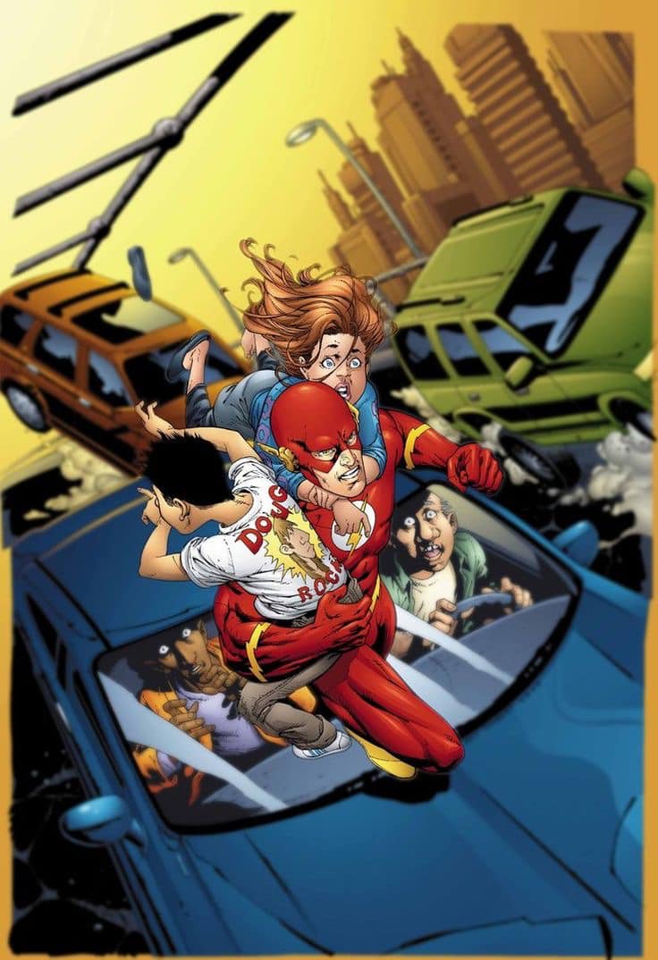 Superhero Rescue Scene Print Poster