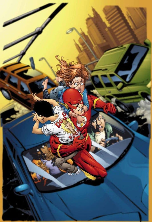 Superhero Rescue Scene Print Poster