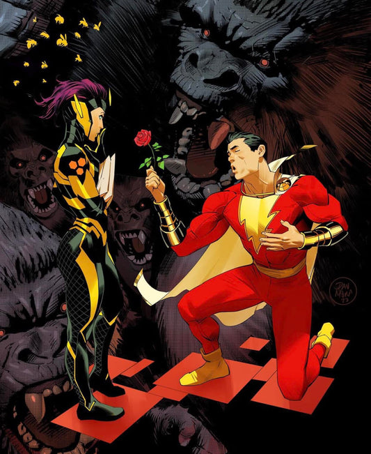 Superhero Romance Gorilla Background Print Poster