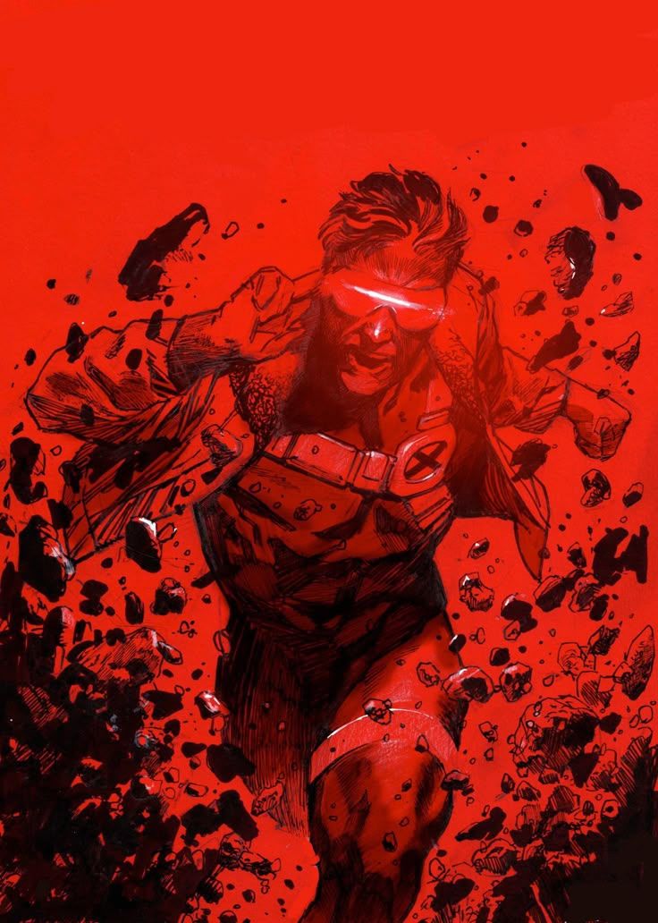 Superhero Running Red Background Print Poster
