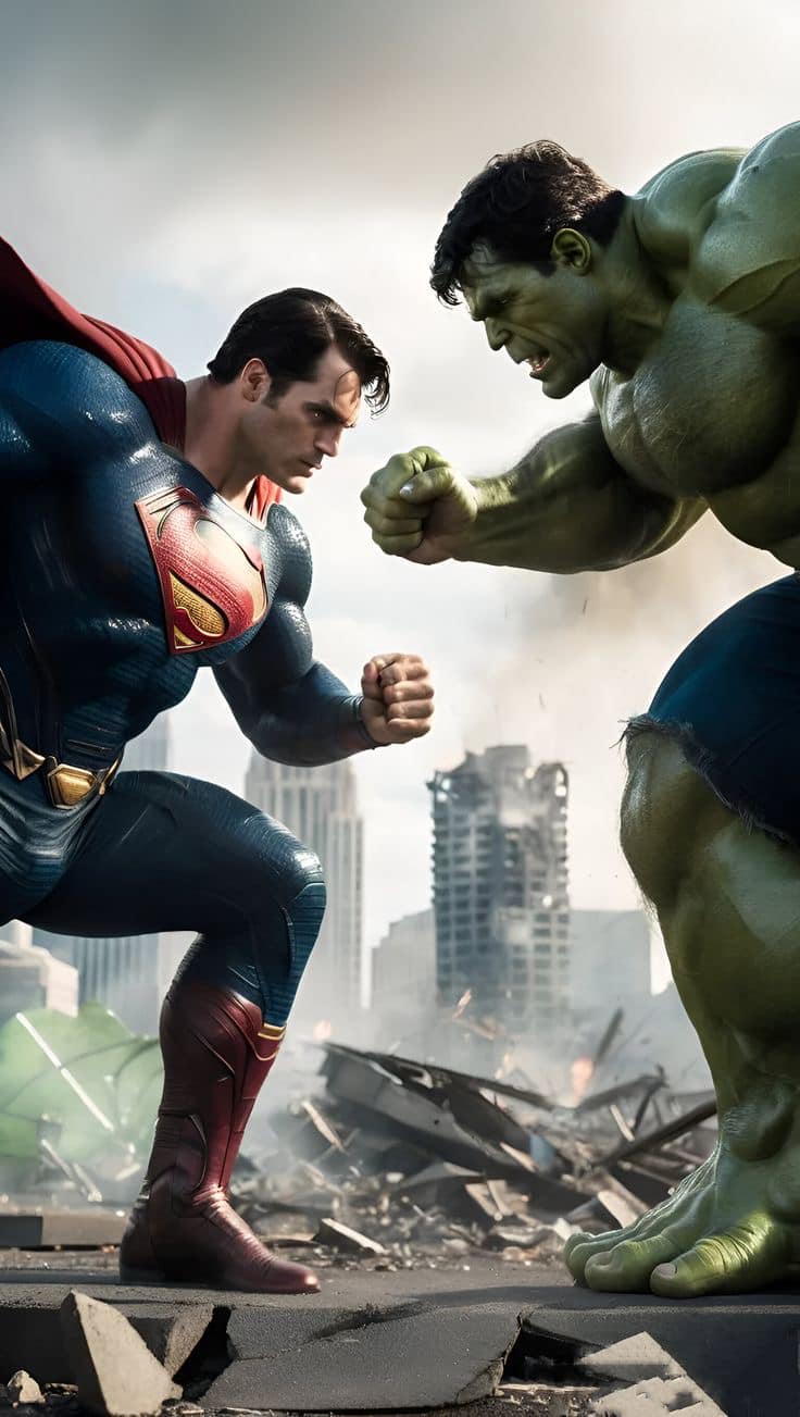 Superhero Showdown Destroyed Cityscape Jigsaw Puzzle