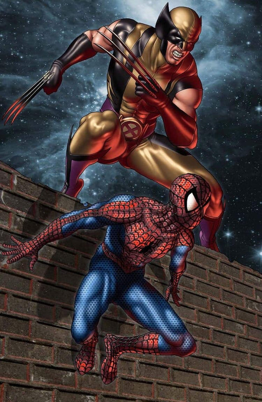 Superhero Showdown Spiderman Wolverine Print Poster