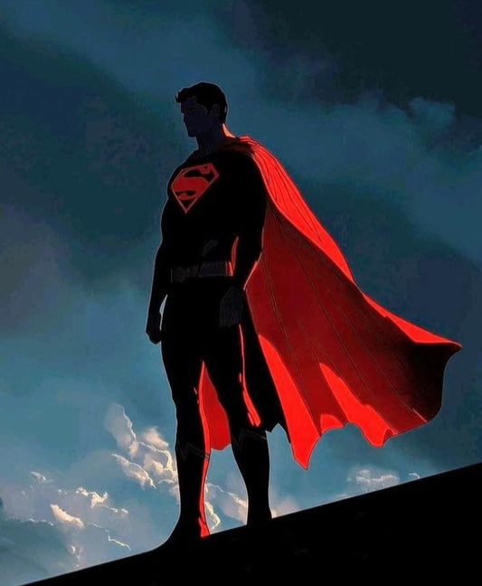 Superhero Silhouette Red Cape Print Poster