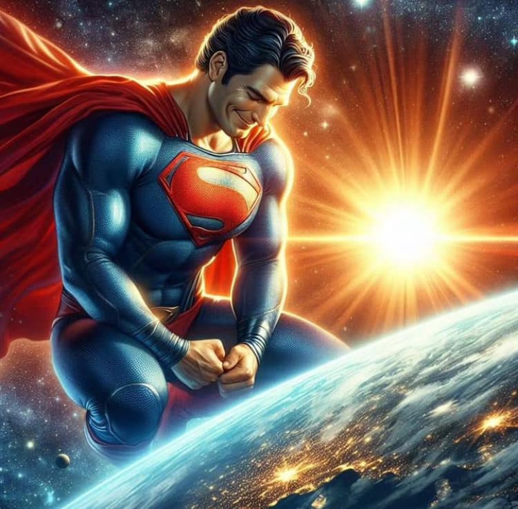 Superhero Space Sunrise Print Poster