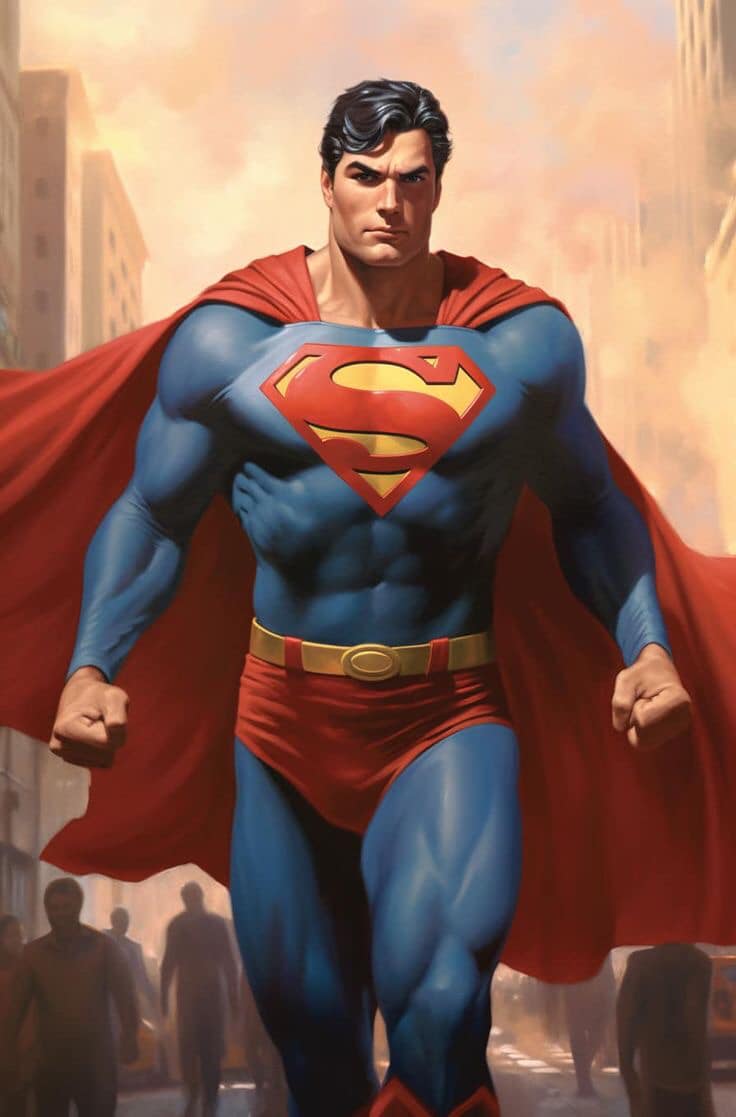 Superhero Street Scene Print Poster