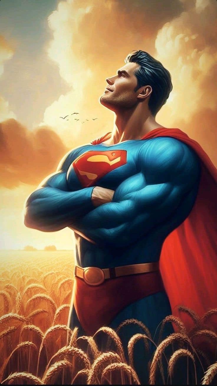 Superhero Strong Heroism Field Sunset Print Poster