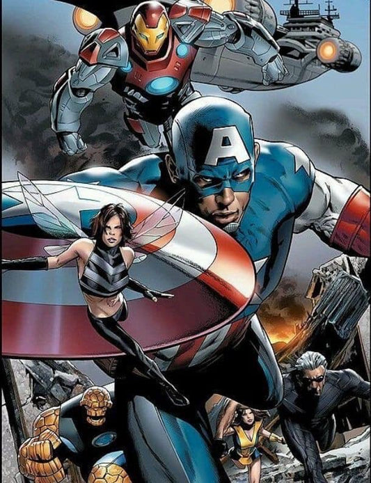 Superhero Team Action Scene (11) Print Poster