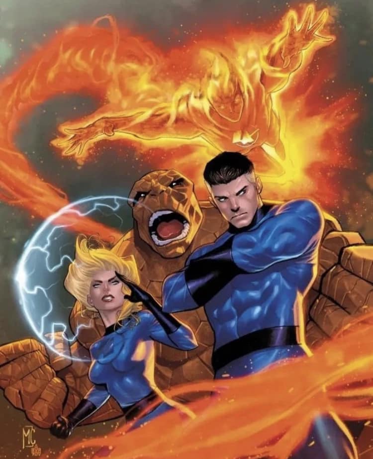 Superhero Team Action Scene (4) Print Poster