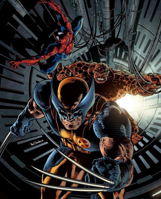 Superhero Team Action Scene (7) Print Poster