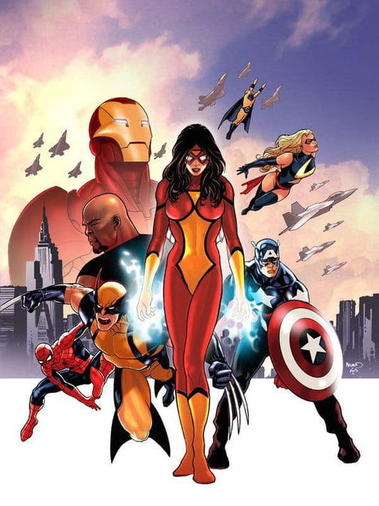Superhero Team Comic Art (3) Print Poster