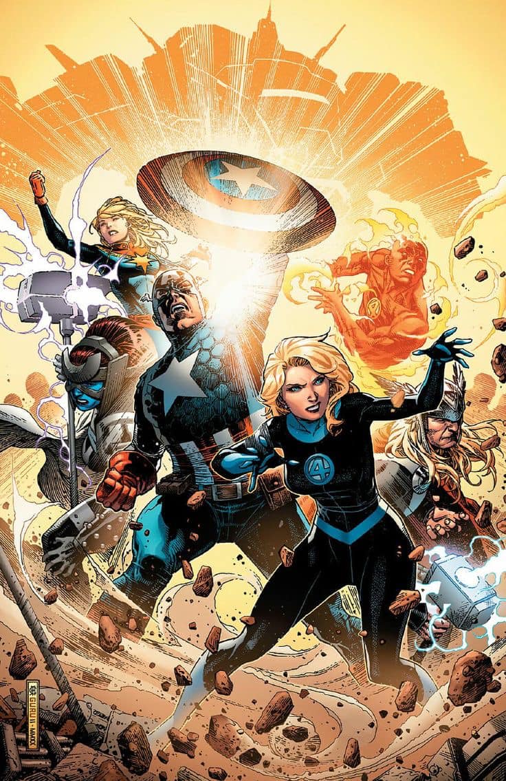 Superhero Team Fight Action Print Poster
