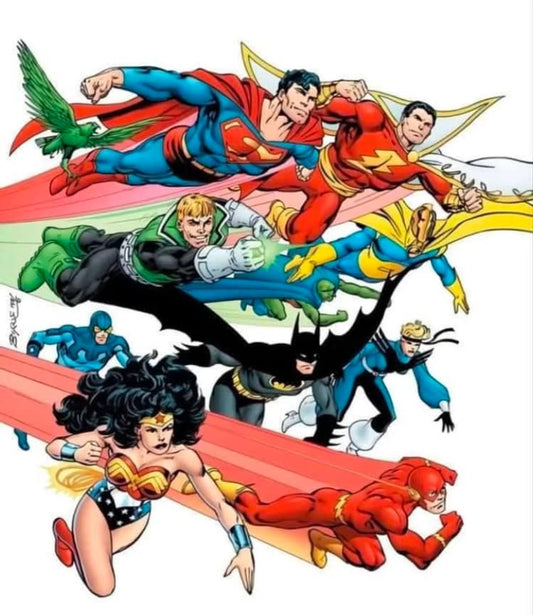 Superhero Team Fight Splash Art Print Poster