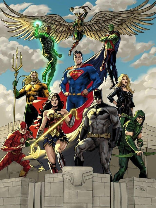 Superhero Team Illustration (3) Print Poster
