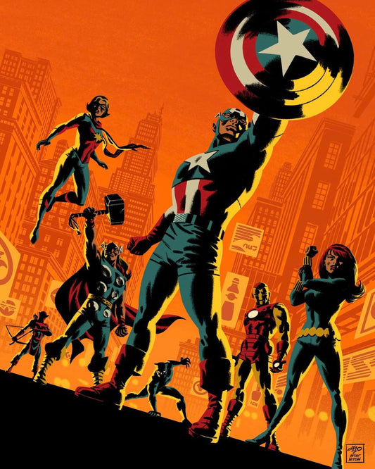 Superhero Team Victory Illustration Print Poster