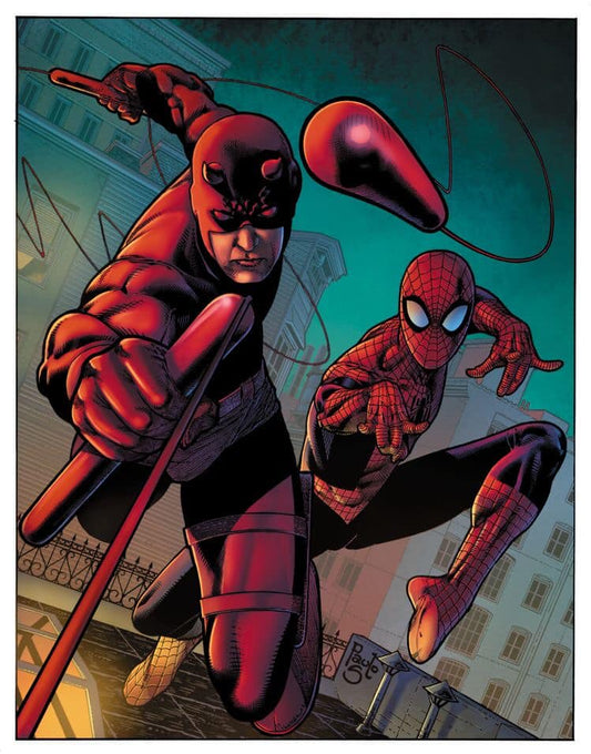 Superhero Teamup Daredevil Spiderman Print Poster