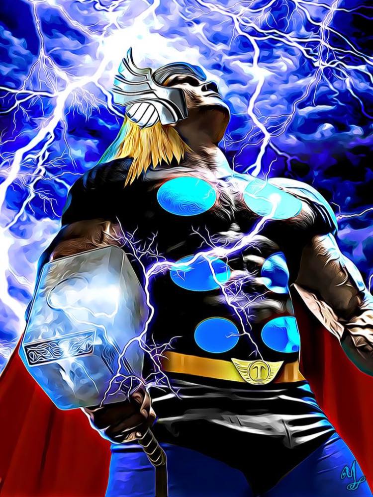 Superhero Thor Portrait Lightning Jigsaw Puzzle